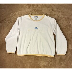 VTG Y2K Austins Womens Fleece Pullover Cream Yellow Floral Embroidery S/M Canada